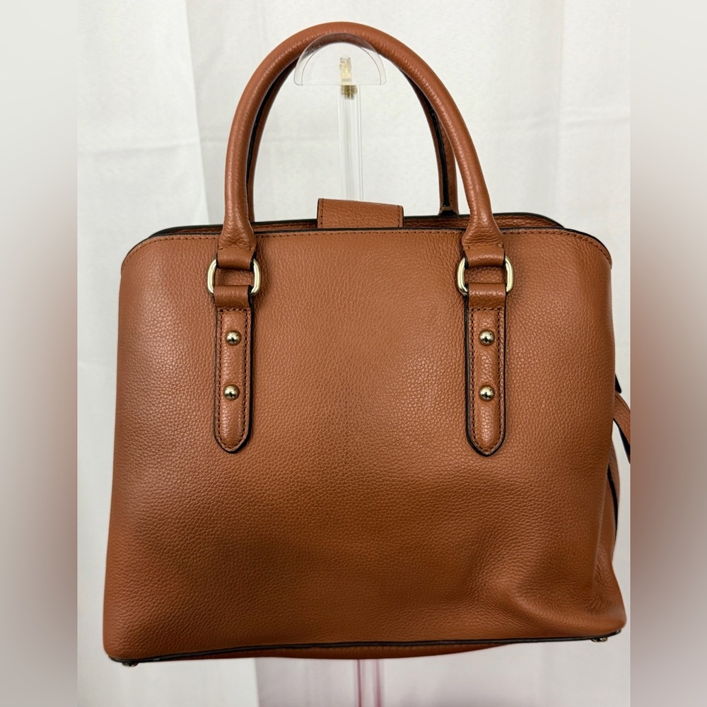 Kate Spade Evangelie Larchmont Warm Cognac Pebbled Leather Tan Crossbody/Satchel - Picture 4 of 11